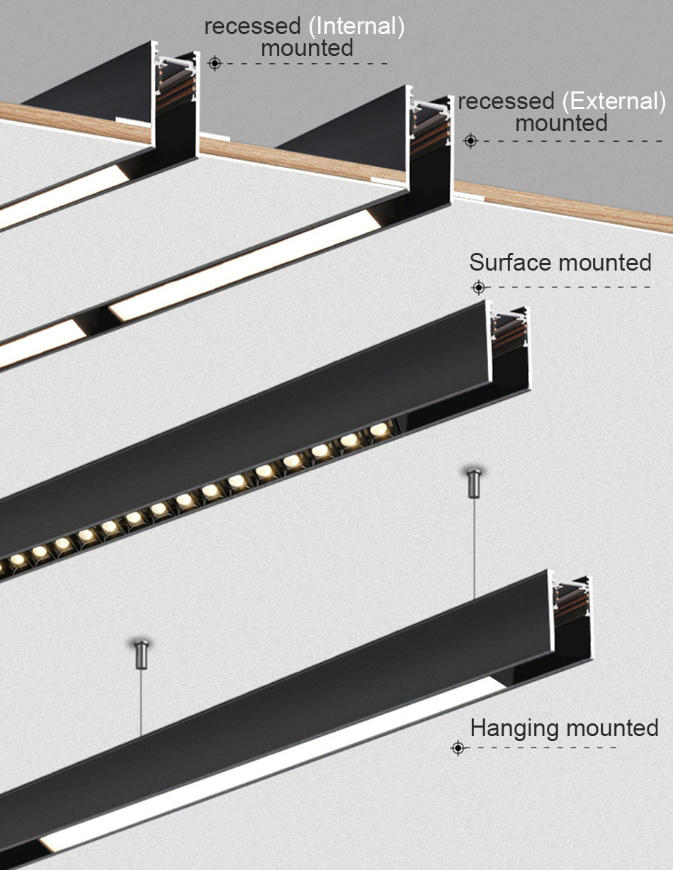 magnet track lighting installation