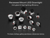White Anti Glare Trimless Rimless Dali Dimmable Adjustable 5W 10W 15W Round Recessed Mounted COB Ceiling LED Spotlight Downlight