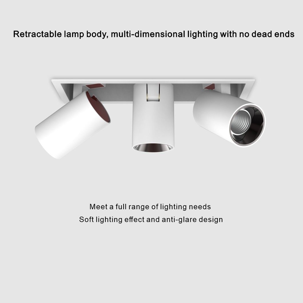 360 Degree Rotation Square AC220-240V LED Downlight Die-Cast Aluminum CCT 2700K 3000K 3500K 4000K 5000K LED Recessed Spotlight