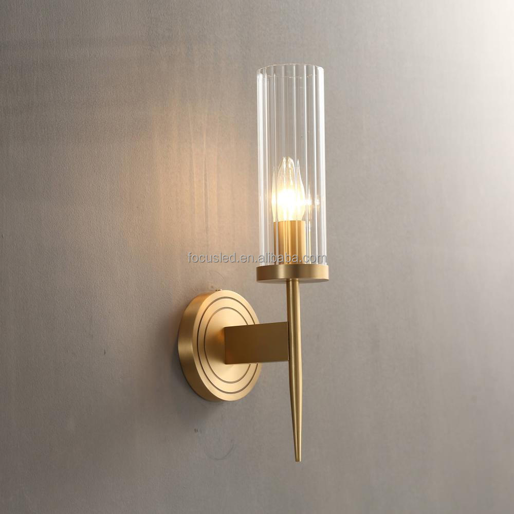 Bedside Brass Cylinder Candle Milk/antique Glass Wall Sconce
