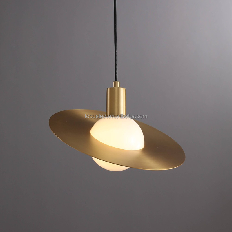 Copper Original Color Circle Pendant Light Nordic Style Luminous Hanging Lamp Decoration G4 Bulb Lights Brass Chandelier
