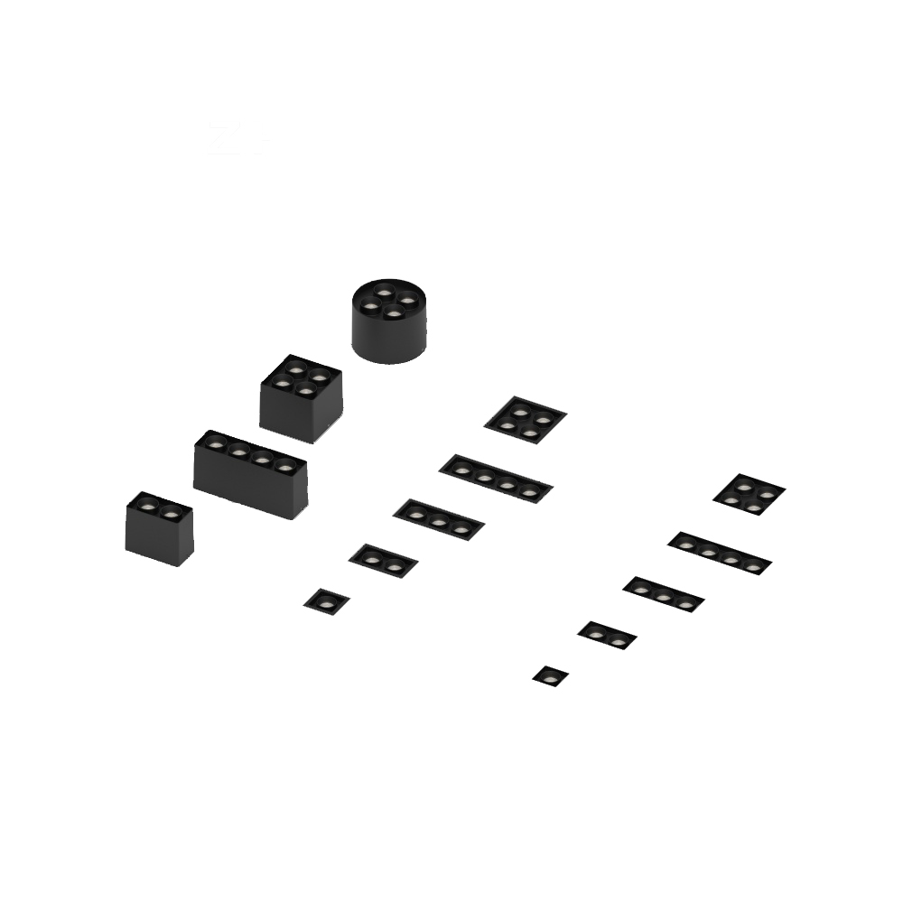 Zheng Series Anti Glare 1/2/3/4 Heads Black Downlight
